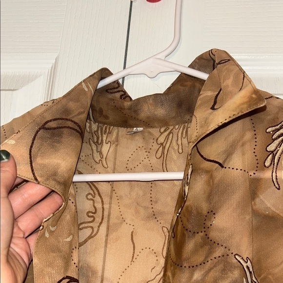 Elegant Brown Glitter Sheer Women's Jacket and Tank Top Set whimsigoth - Picture 4 of 9